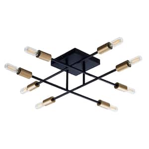 Halton 19.5 in. x 19.5 in. x 4.75 in. H 8-Light Black and Gold Flush Mount Ceiling Fixture