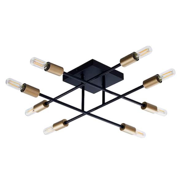 Bromi Design Halton 19.5 in. x 19.5 in. x 4.75 in. H 8-Light Black and Gold Flush Mount Ceiling Fixture