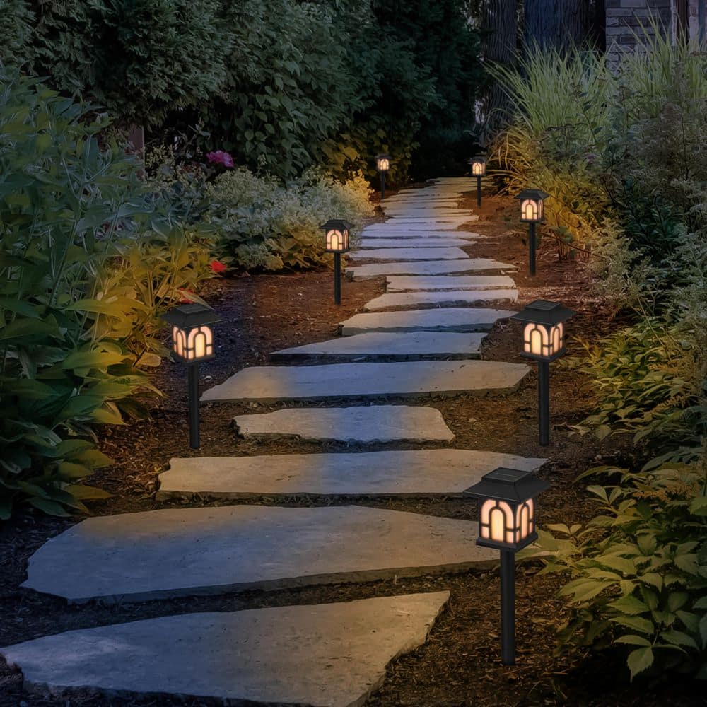 Timber Path Light C Cattleya Black 100 Lumen Flickering Flame Integrated LED Weather ...