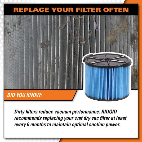 Replacement For Ridgid VF5000 6-20 Gallon Wet/Dry Units 3-Layer Filters WD1450 