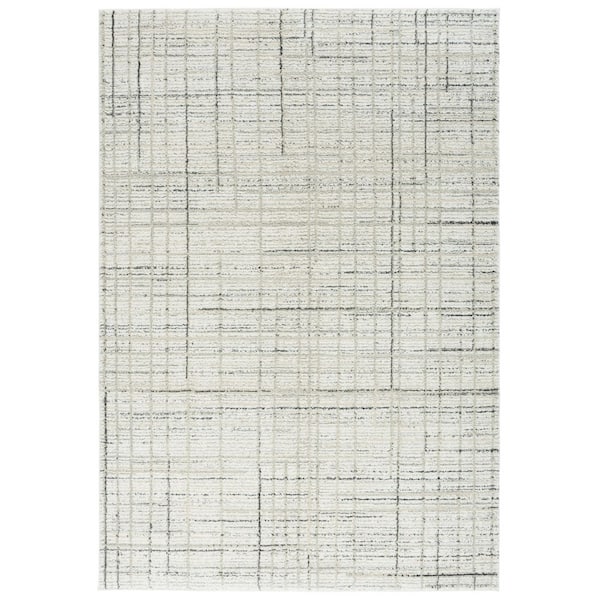 Northport 9 ft. x 12 ft. Ivory/Charcoal Abstract Grid Area Rug