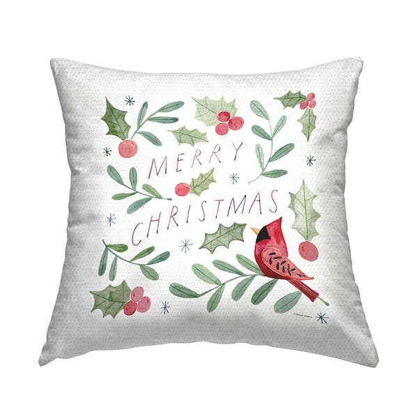 Soft Whimsical Christmas Red Square Outdoor Throw Pillow