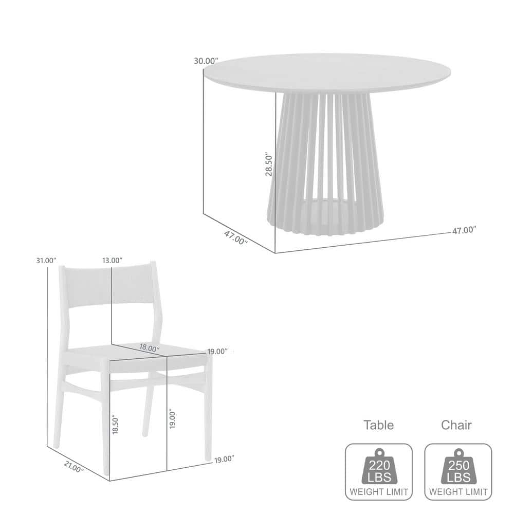 Natural Oak Round Dining Set with Paper Cord Seats