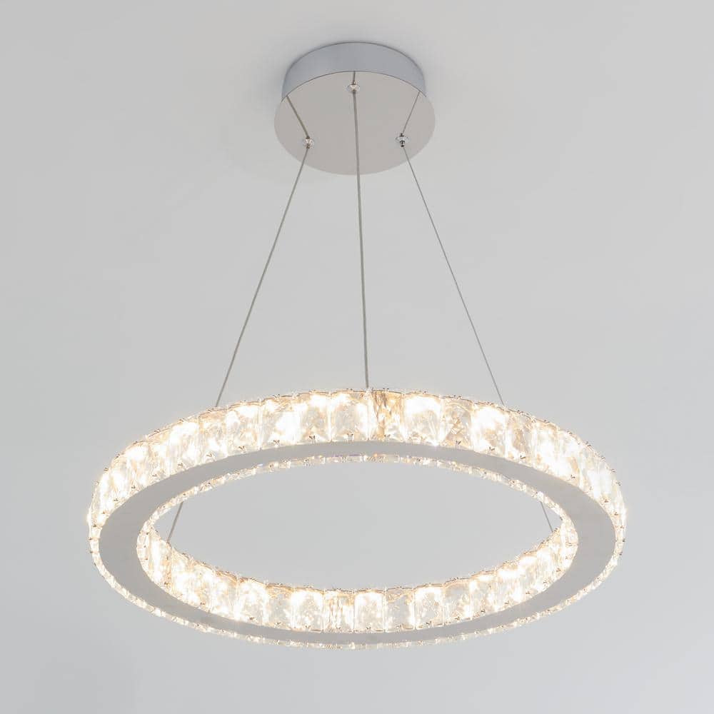 Celebrity 20-Watt Chrome Crystal LED Pendant Light Fixture