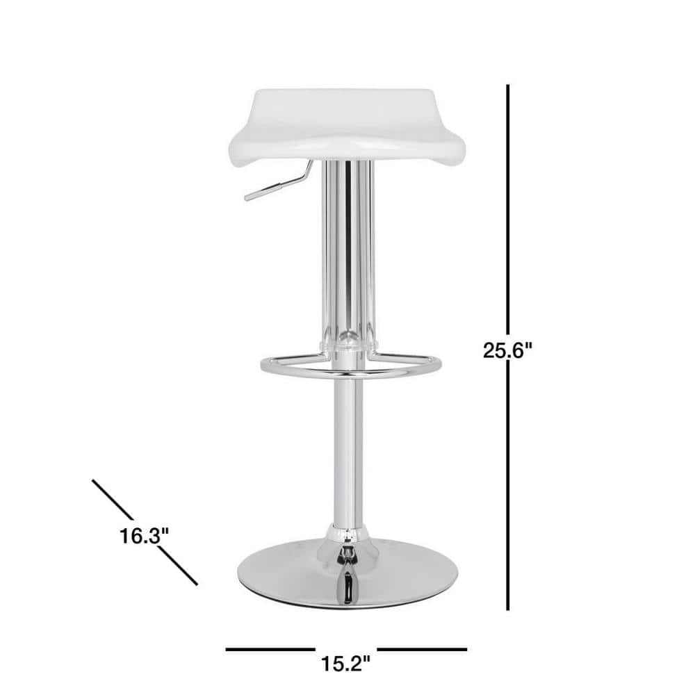Avish Transitional Swivel Bar Stool in White with Chrome Frame