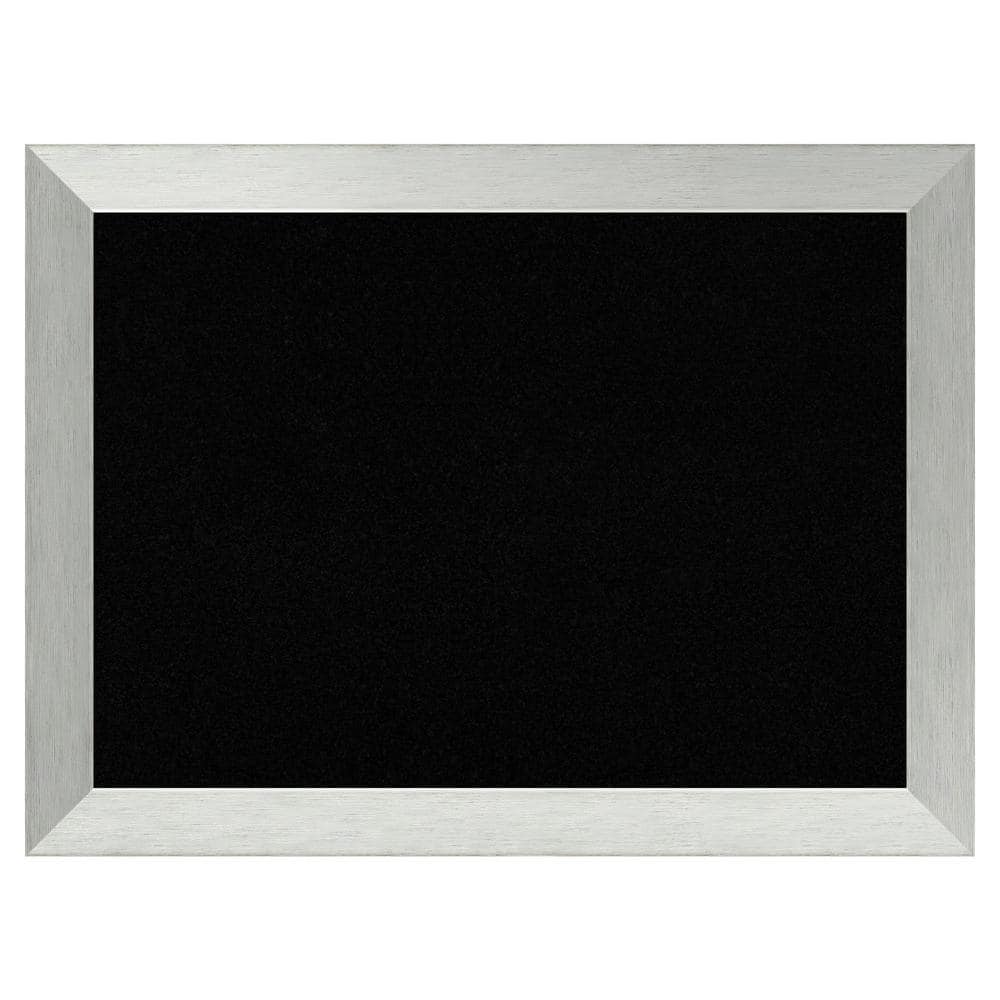 Amanti Art Brushed Sterling Silver Wood Framed Black Corkboard 32 in. x