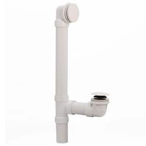 Illusionary Overflow, 12 in. x 4 in. Sch. 40 PVC Bath Waste and Overflow with Tip-Toe Bath Drain in Powder Coat White