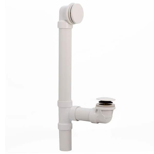 Unbranded Illusionary Overflow, 12 in. x 4 in. Sch. 40 PVC Bath Waste and Overflow with Tip-Toe Bath Drain in Powder Coat White