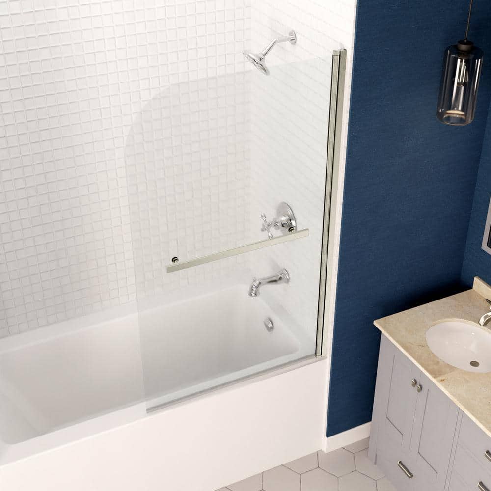 White Acrylic Right Drain Rectangle Tub with Frameless Brushed Nickel Door