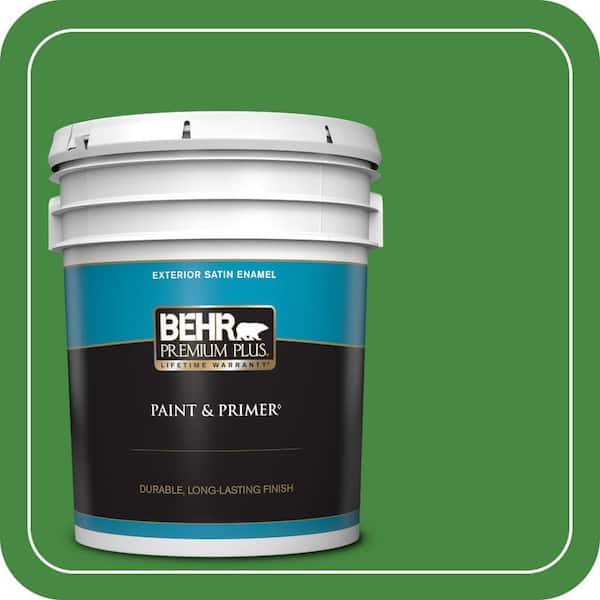 BEHR PREMIUM PLUS 5 gal. #T12-9 Level Up Satin Enamel Exterior Paint & Primer