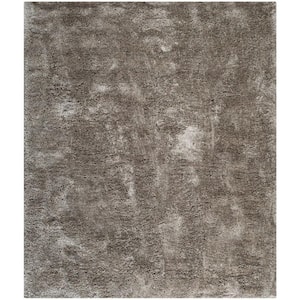South Beach Shag Silver 8 ft. x 10 ft. Solid Area Rug