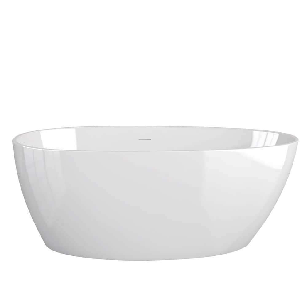 59 in. x 29.5 in. Soaking Bath Tub Acrylic Free Standing Alone Double Ended Flatbottom Freestanding Bathtub in White price history on PriceWatchPro