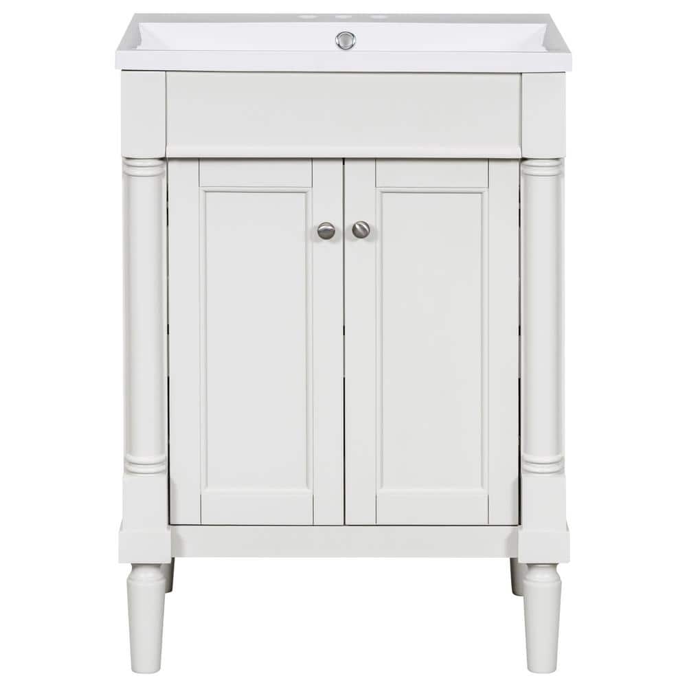 24 in. W x 18 in. D x 34 in. H Freestanding Bath Vanity in. White with Whit