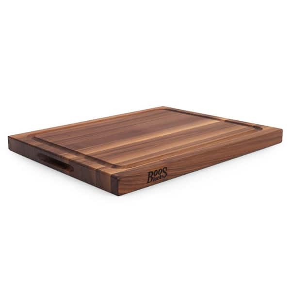 FUNKOL Small Large Size 15.8 in. W x 15.8 in. D Round Reversible Teak Cutting  Board With Grooves (set of 5) W685LML0007*5 - The Home Depot