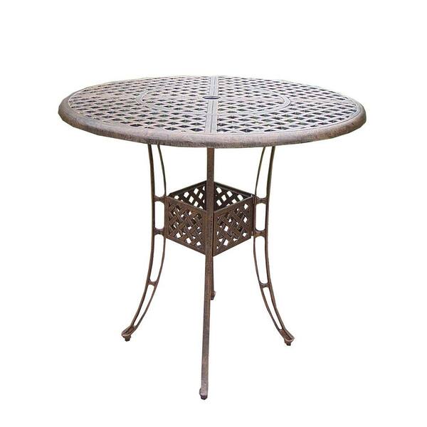 Oakland Living Elite Cast Aluminum Round Patio Bar Height Dining Table