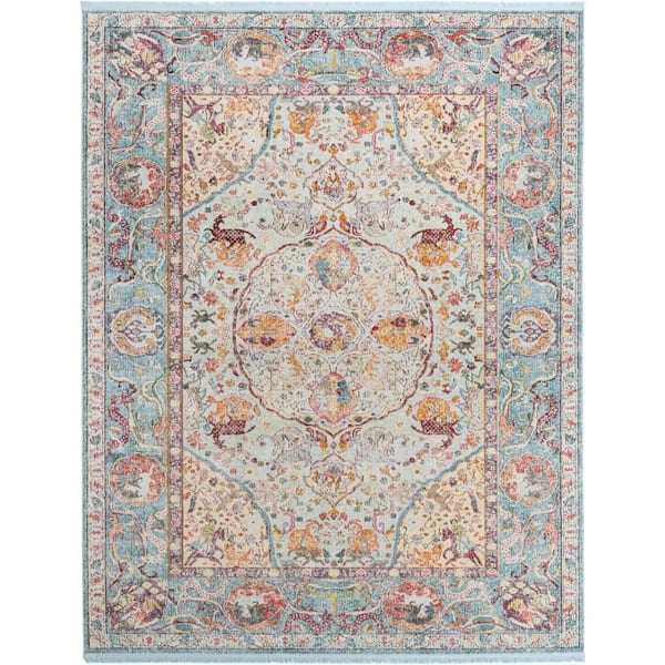 Unique Loom Baracoa Rumba Light Blue 8' 4 x 10' 0 Area Rug