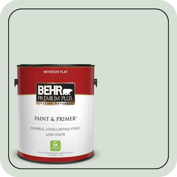 BEHR PREMIUM PLUS 1 gal. #S410-1 River Mist Flat Low Odor Interior Paint & Primer