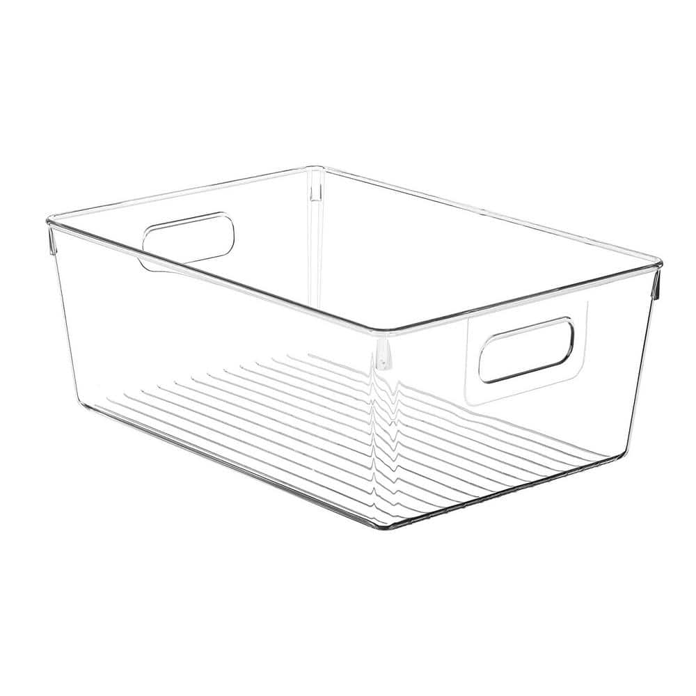 Clear Stackable Plastic Storage Bins with Handles, 3-Pack
