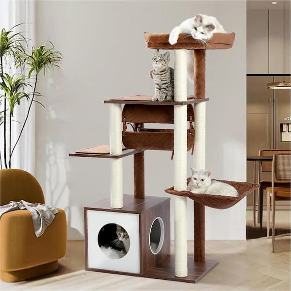 cenadinz 51.4 in Height Cool Luxury Tunnel Modern Cat Tree