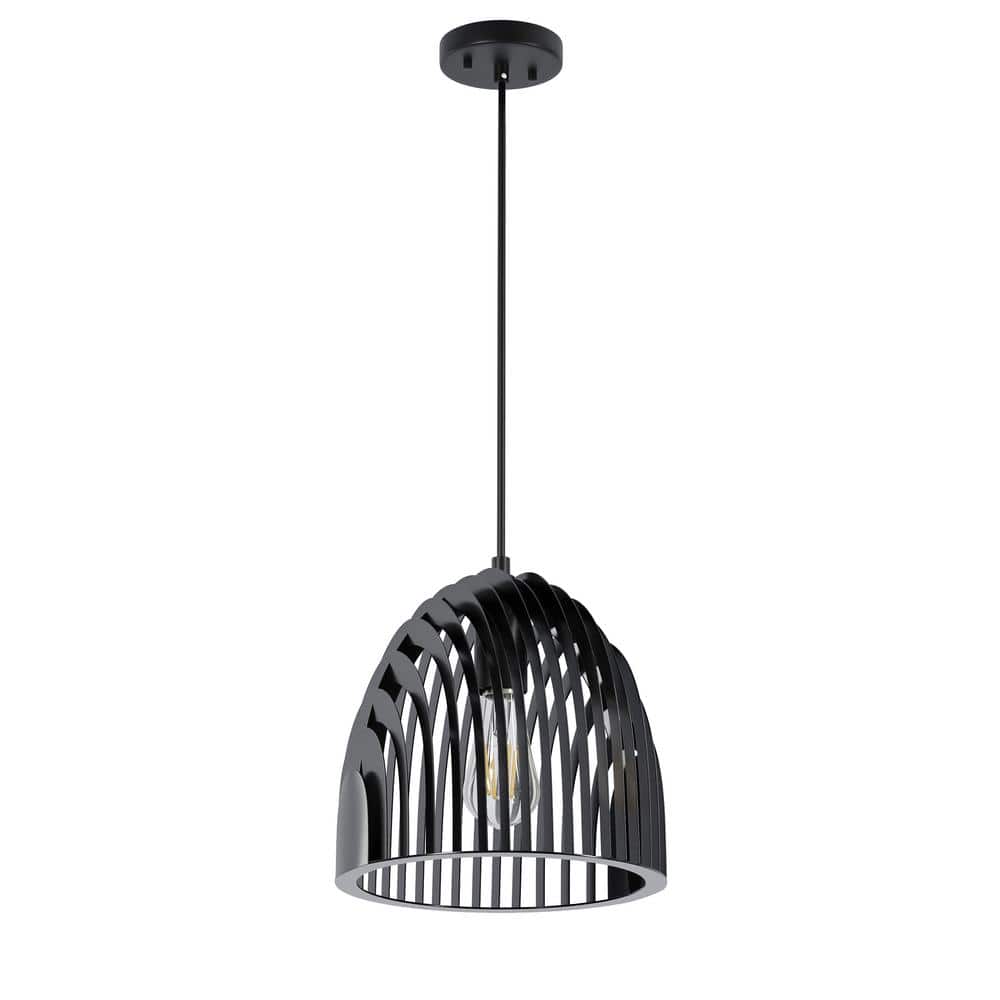 Modern 9.84 in. 1-Light Adjustable Black Pendant Light Industrial Hanging L