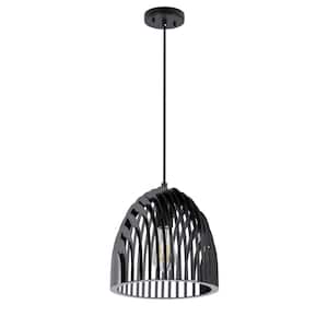 Modern 9.84 in. 1-Light Adjustable Black Pendant Light Industrial Hanging Lamp Lighting Fixture