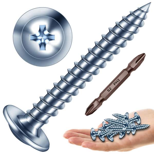 #8 x 1-1/4 in. Blue Zinc Phillips Truss Head Self-Tapping Wood Screws (250-Pack)