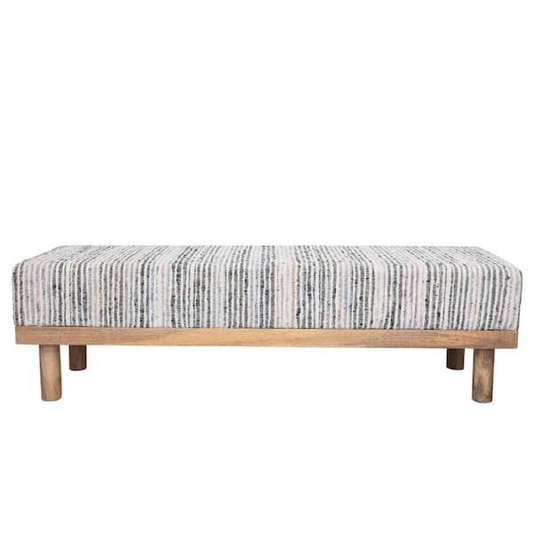 Storied Home Multicolor and Natural Finish 60 in. Bedroom Bench Without Back