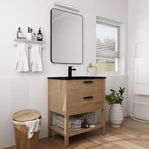 18.30 in. W x 30.00 in. D x 33.75 in. H Plywood Freestanding Bath Vanity Top in Imitative Oak With White Sink