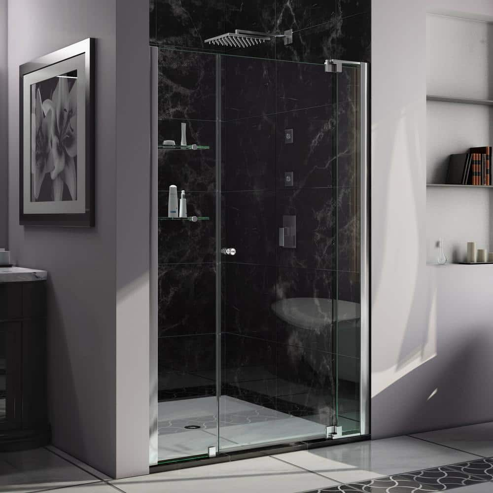 DreamLine Allure 42 in. to 49 in. x 73 in. Semi-Frameless Pivot Shower Door in Chrome