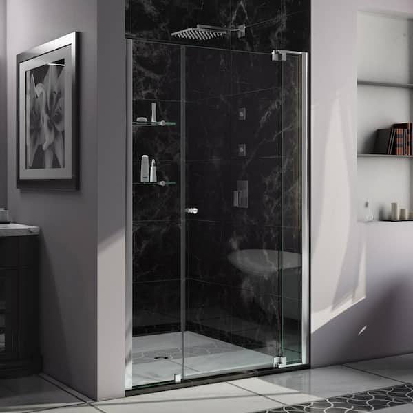 DreamLine Allure 47 in. to 48 in. x 73 in. Semi-Frameless Pivot Shower Door in Chrome