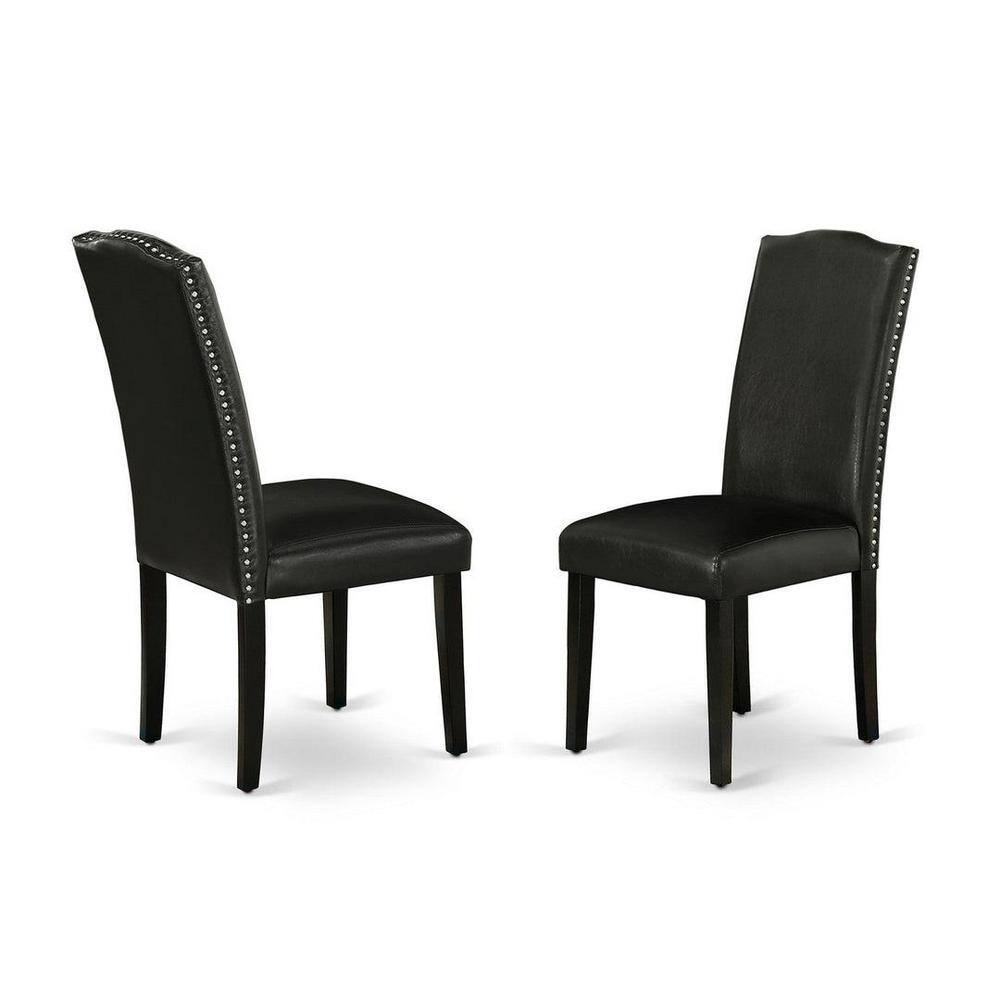 Dudley 5-Piece Black Wood Dining Set with Faux Leather Chairs