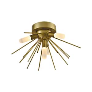 16.92 in. 4-Light Augusta Gold Sputnik Sphere LED Flush Mount