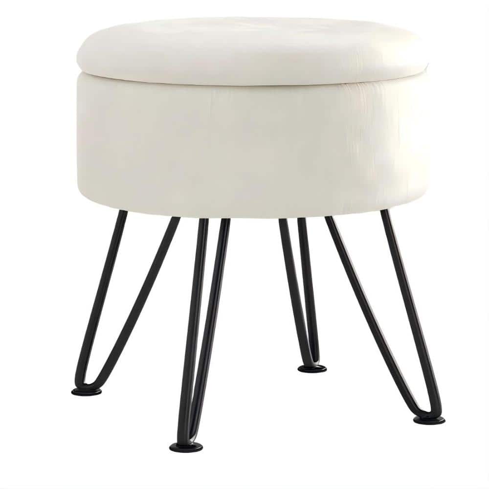 Cream Velvet Makeup Vanity Stool with Black Legs price history on PriceWatchPro