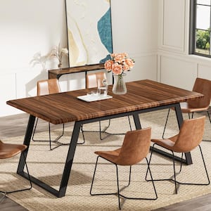 Roesler Industrial Brown Wood 63 in. 4-Leg Dining Table Seats 4, Rectangular Kitchen Table for Dining Room, Kitchen