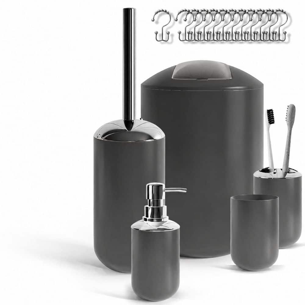 20-Piece Gray Bathroom Accessories Set with Shower Curtain and Liner, Toothbrush Holder, Soap Dispenser, Trash Can price history on PriceWatchPro