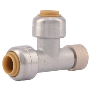 1/4 in. Push-to-Connect x 3/8 in. Compression Chrome-Plated Brass Tee Adapter Stop Valve