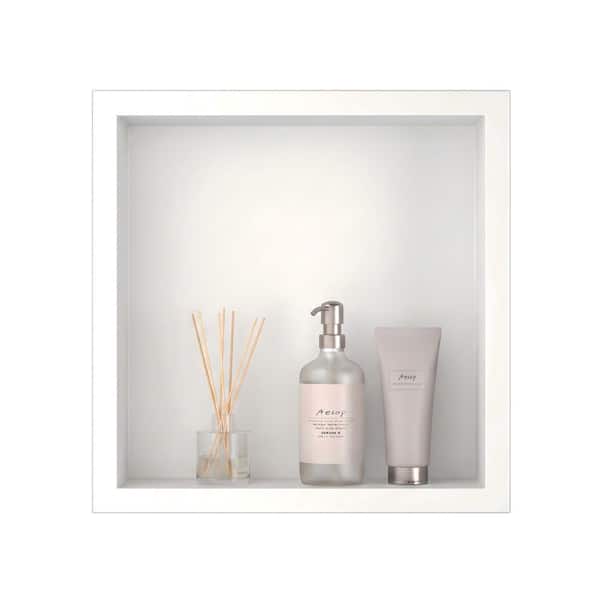 12 in. W x 12 in. H x 4 in. D Waterproof Recessed Shower Niche Space-Saving Storage Shelf in White, No Tile Needed