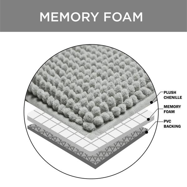 TRULY CALM HeiQ Antimicrobial Memory Foam in Grey 17 in. x 24 in