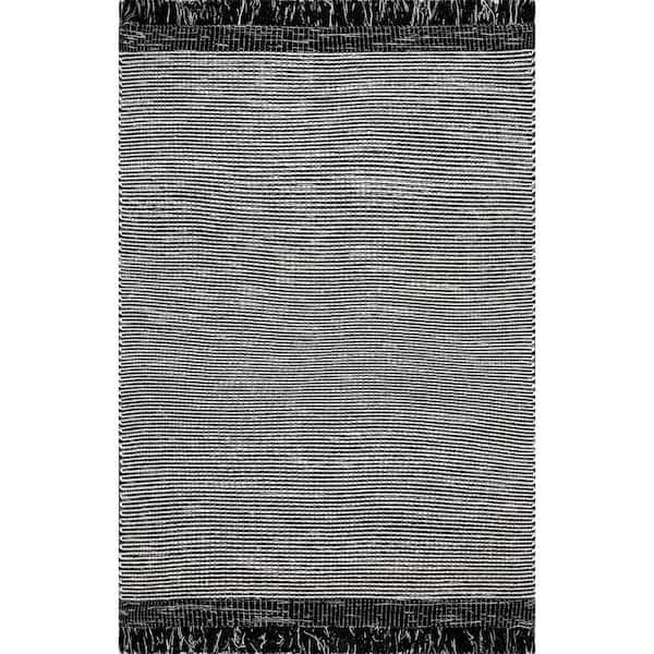 nuLOOM Pinto Striped Black 8 ft. x 10 ft. Area Rug