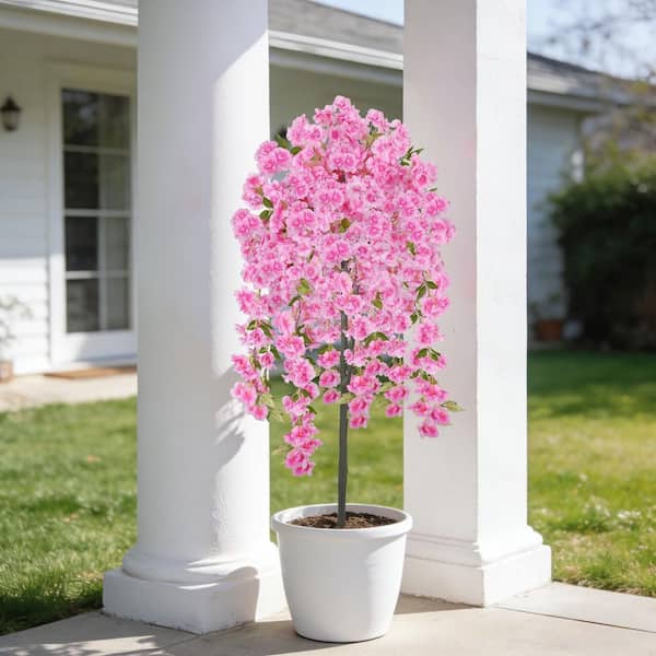 5 ft. Artificial Cherry BlossomTree in Pot with Blooming Pink