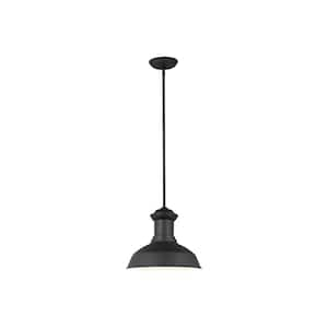 Fredricksburg 1-Light Black Outdoor Pendant Light with LED Light Bulb