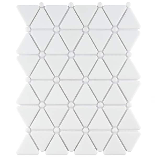 Merola Tile Expressions Treux White 10-1/8 in. x 12-7/8 in. Glass Mosaic Tile (0.93 sq. ft./Each)