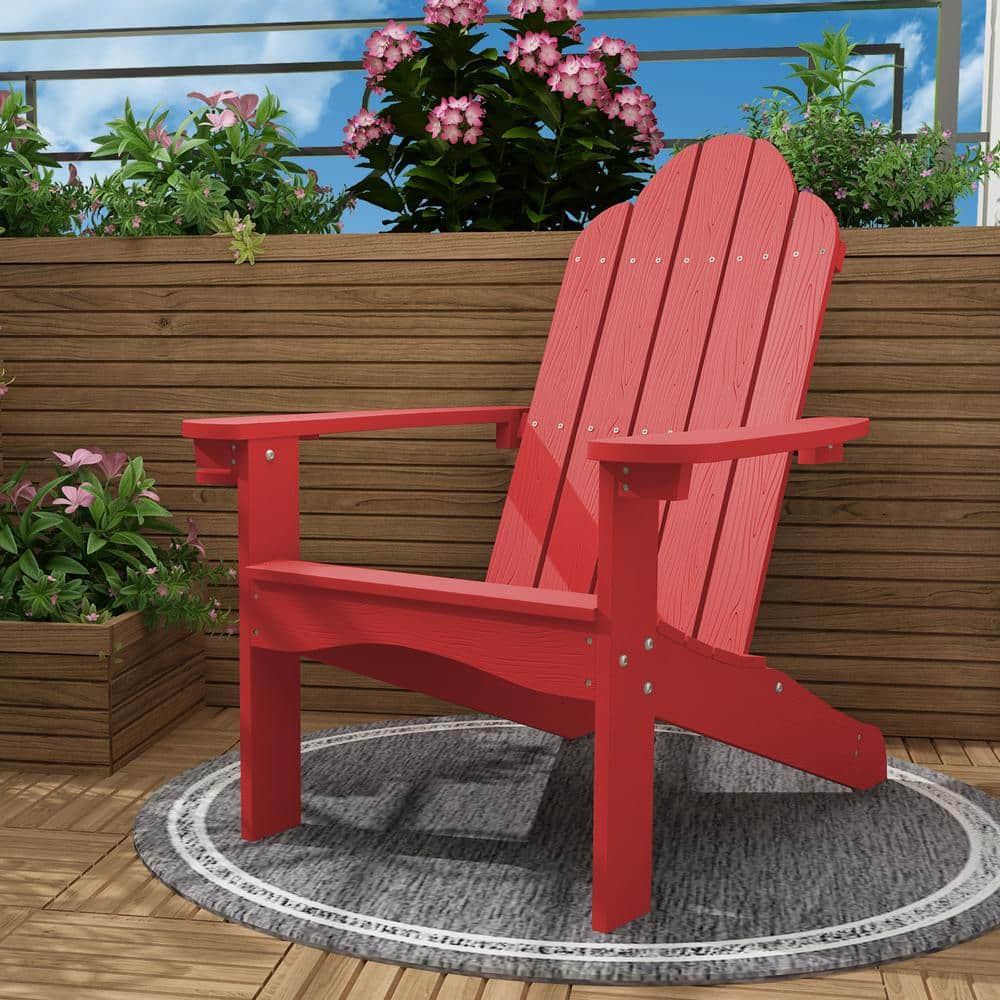 LUE BONA Red Adirondack Chairs with Cup Holder for Fire Pit and