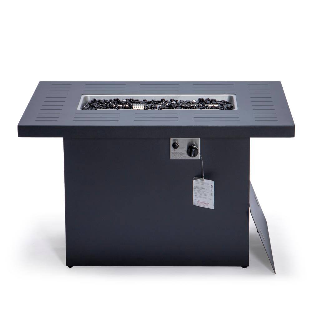 Chelsea Black Aluminum Gas Fire Pit Table with Glass Shield
