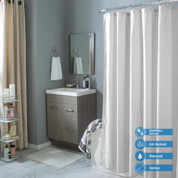 Bath Bliss Microfiber Soft Touch Dash Design Shower Curtain Liner - White