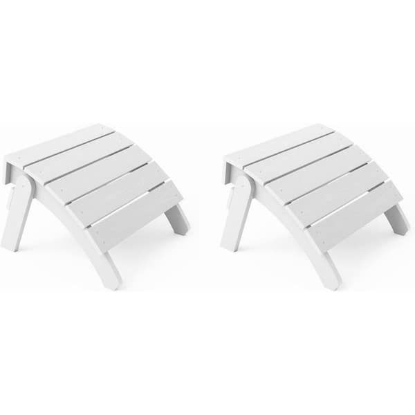 Mximu White Plastic Classic Outdoor Folding Adirondack Ottoman (2-Pack)