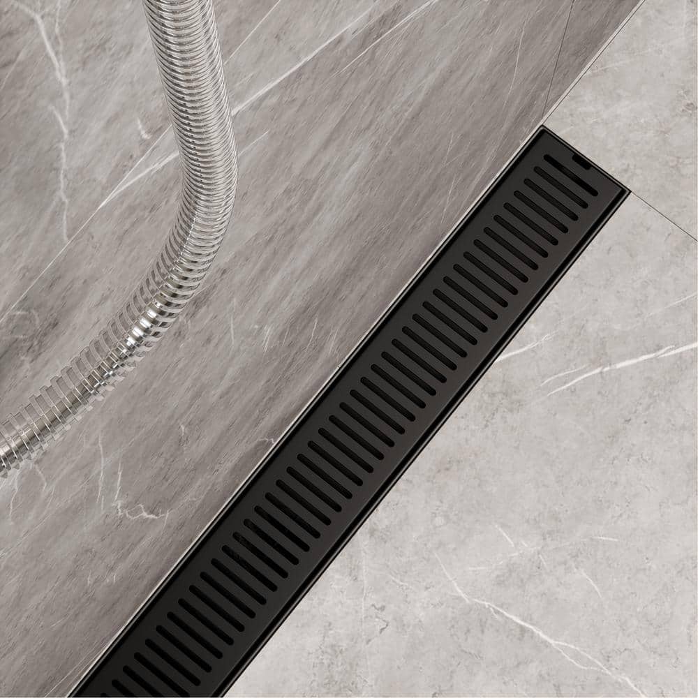 Elan 24" Matte Black Rectangular Linear Shower Drain