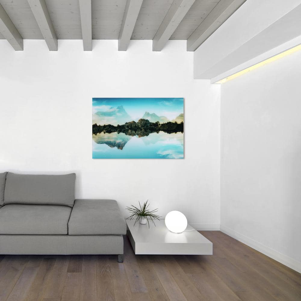Quiet Waters Blue Tempered Glass Landscape Wall Art, 51" x 36"