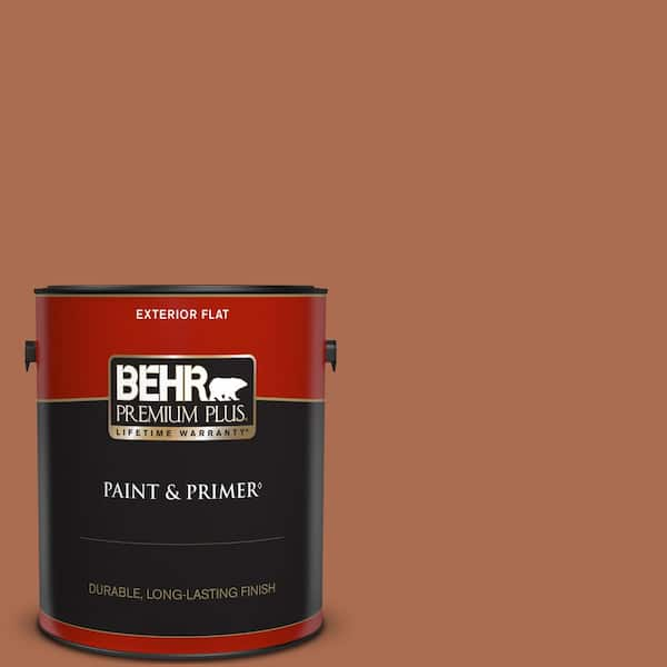 BEHR PREMIUM PLUS 1 gal. #BIC-45 Airbrushed Copper Flat Exterior Paint & Primer