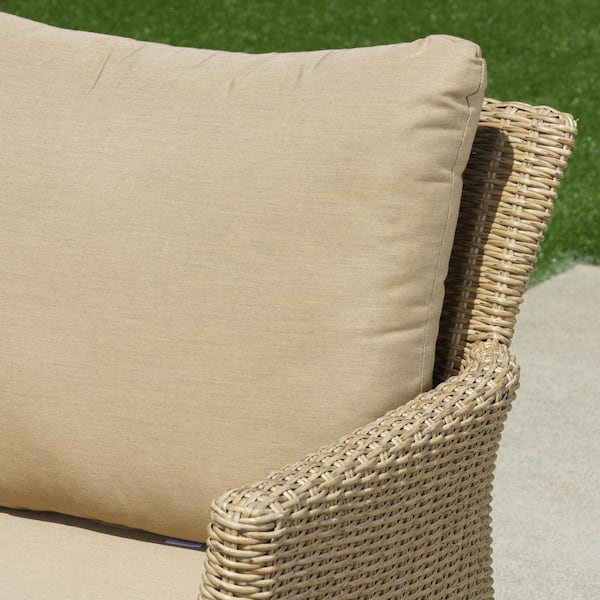 Cottonwood Tan Sunbrella/Aluminum/Resin Wicker 4-Piece Deep-Seating Set